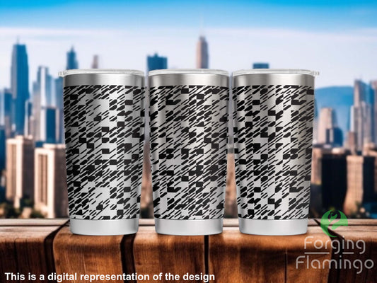 Non-Branded Abstract Houndstooth Laser-Engraved Tumbler