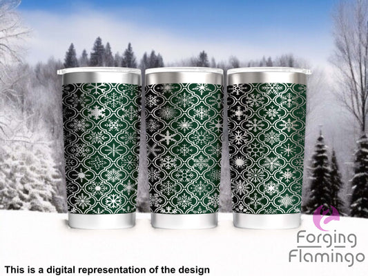 Non-Branded Arabesque Snowflake Tiles Laser-Engraved Tumbler