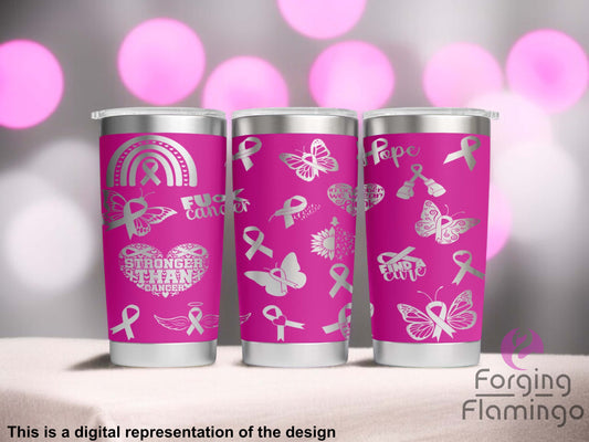 Non-Branded Breast Cancer Awareness Laser-Engraved Tumbler