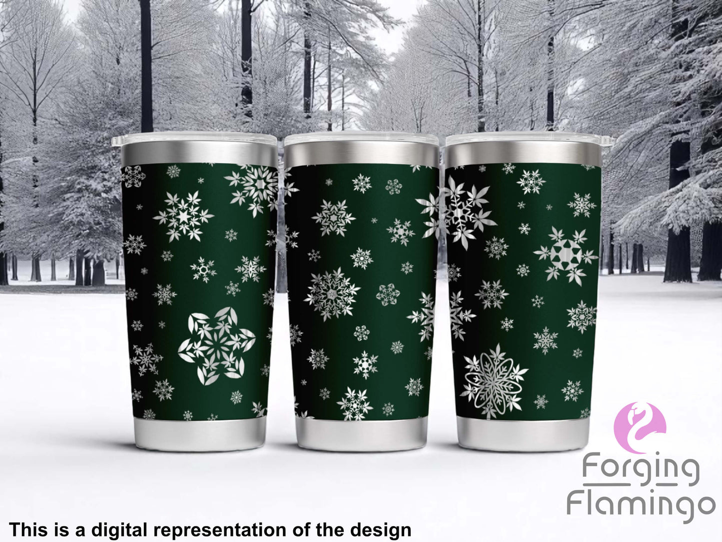 Non-Branded Cannabis/Weed/Pot Snowflakes Laser-Engraved Tumbler