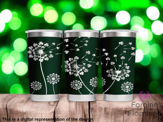 Non-Branded Clover Dandelion Laser-Engraved Tumbler