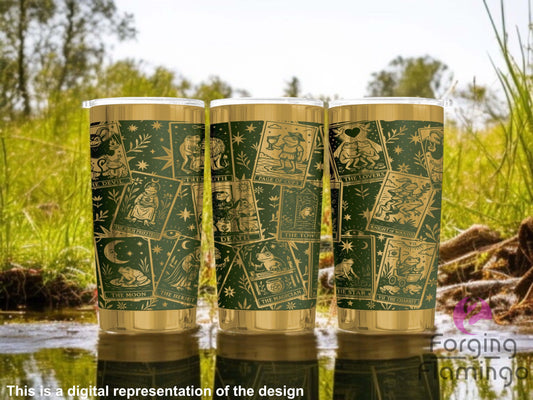 Non-Branded Frog Tarot Laser-Engraved Tumbler