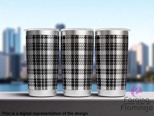Non-Branded Houndstooth Laser-Engraved Tumbler
