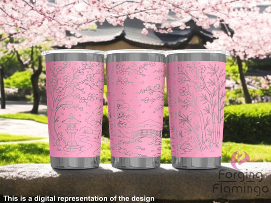 Non-Branded Japanese Garden Laser-Engraved Tumbler