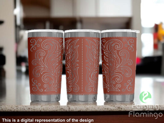Non-Branded Leather Stitching Laser-Engraved Tumbler