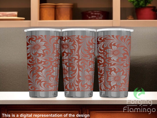 Non-Branded Leather Tooling Laser-Engraved Tumbler
