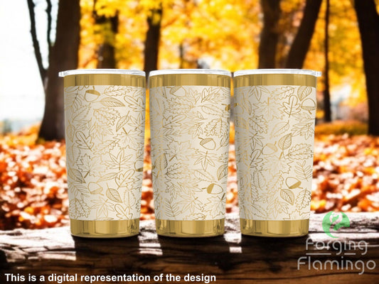 Non-Branded Leaves & Acorns Laser-Engraved Tumbler
