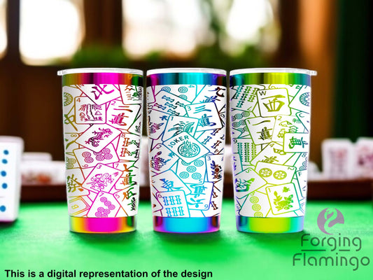 Non-Branded Mahjong Laser-Engraved Tumbler