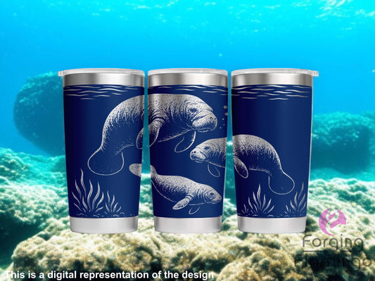 Non-Branded Manatees Laser-Engraved Tumbler
