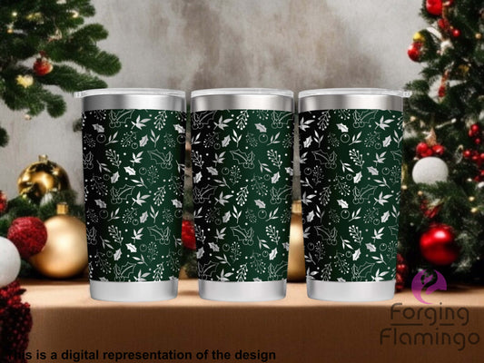 Non-Branded Mistletoe & Holly Laser-Engraved Tumbler
