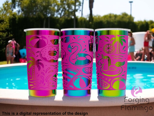 Non-Branded Pool Party Laser-Engraved Tumbler