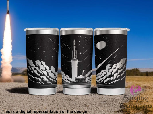 Non-Branded Rocket Launch Laser-Engraved Tumbler