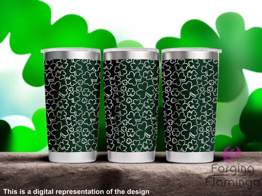 Non-Branded Shamrocks Clovers Laser-Engraved Tumbler