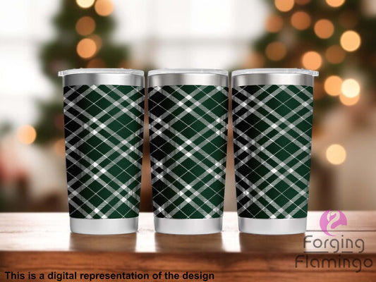 Non-Branded Tartan Plaid Laser-Engraved Tumbler