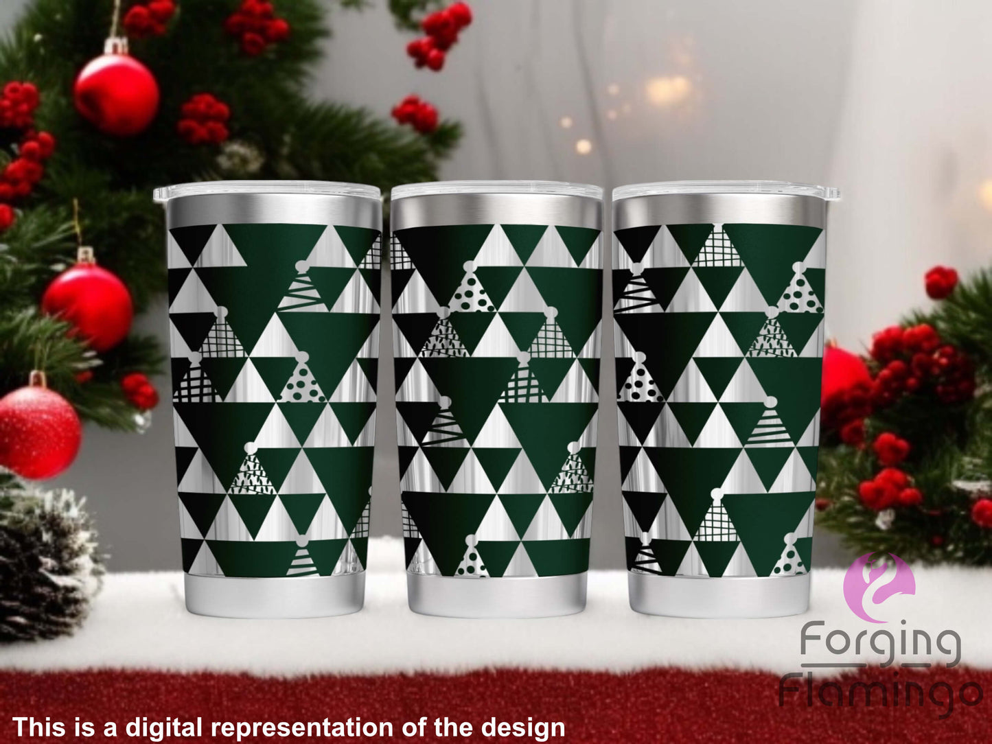 Non-Branded Triangle Christmas Trees Laser-Engraved Tumbler