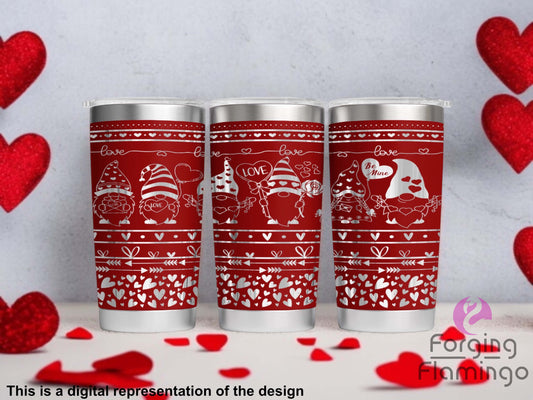 Non-Branded Valentines Gnomes Laser-Engraved Tumbler