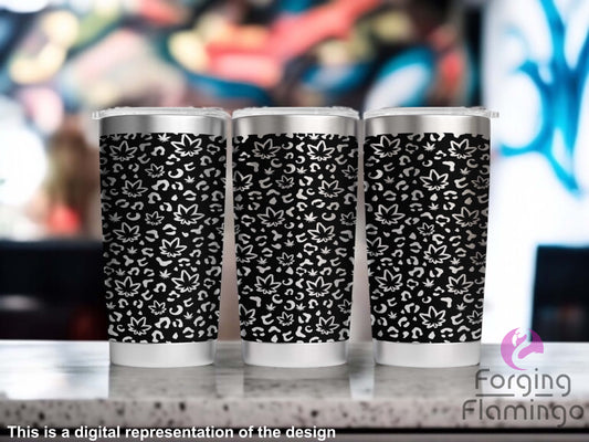 Non-Branded Cannabis/Weed/Pot Leopard Laser-Engraved Tumbler