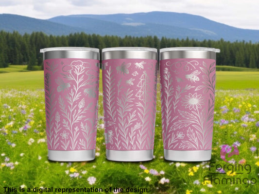 Non-Branded Wildflowers Laser-Engraved Tumbler