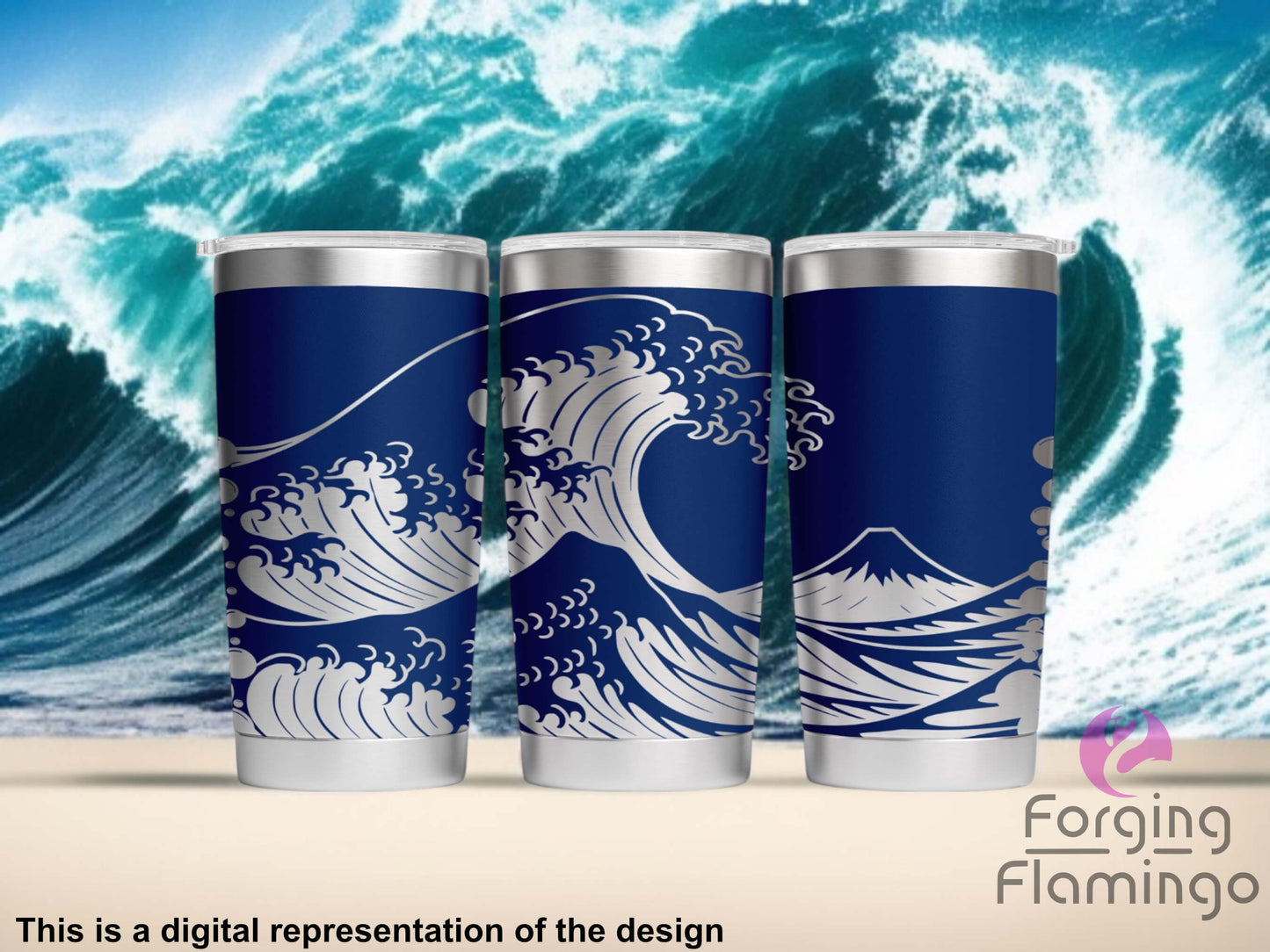 Non-Branded Big Wave Laser-Engraved Tumbler