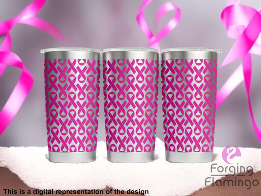 Non-Branded Breast Cancer Ribbon Laser-Engraved Tumbler