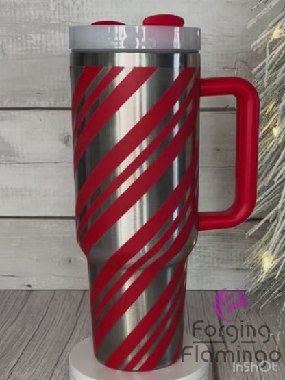 Candy Cane Tumbler Wrap SVG - Laser Engraving File for 20oz/30oz/40oz Tumblers | Digital Download