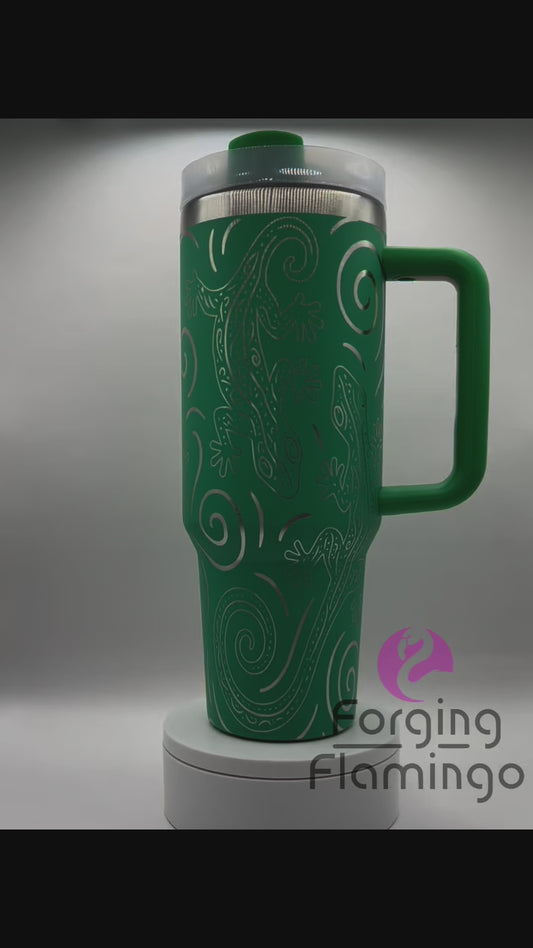 Geckos Laser-Engraved 40oz Tumbler