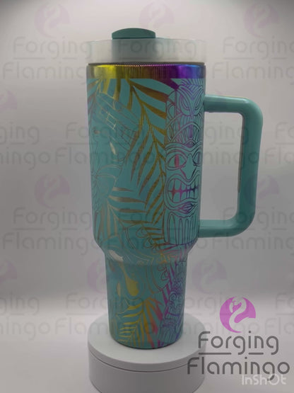 Tiki Laser-Engraved 40oz Tumbler
