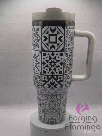 Non-Branded Christmas Quilt Laser-Engraved Tumbler