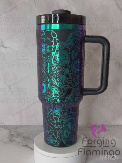 Non-Branded Dia De Los Muertos Laser-Engraved Tumbler