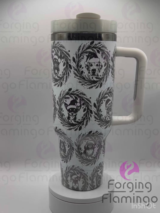 Dogs with Santa Hats Laser-Engraved 40oz Tumbler