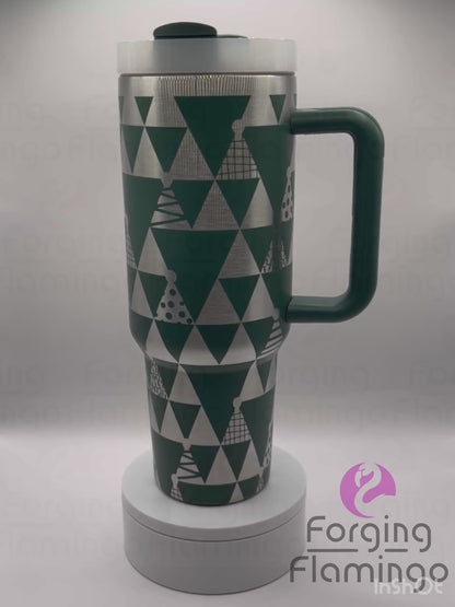 Triangle Christmas Trees Tumbler Wrap SVG - Laser Engraving File for 20oz/30oz/40oz Tumblers | Digital Download