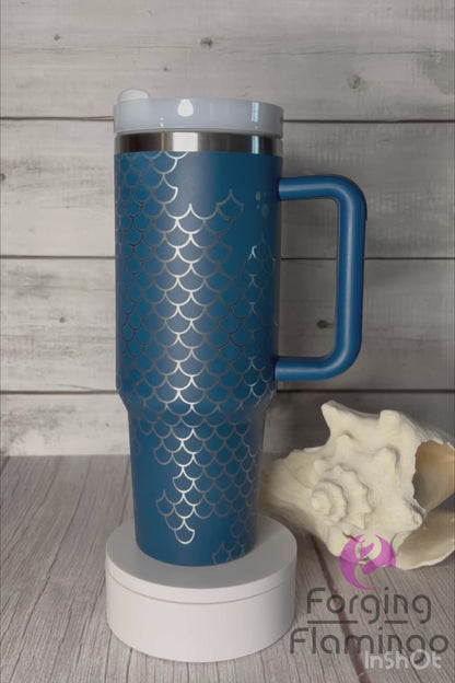 Stanley Mermaid Laser-Engraved Tumbler (Filled in Scales)