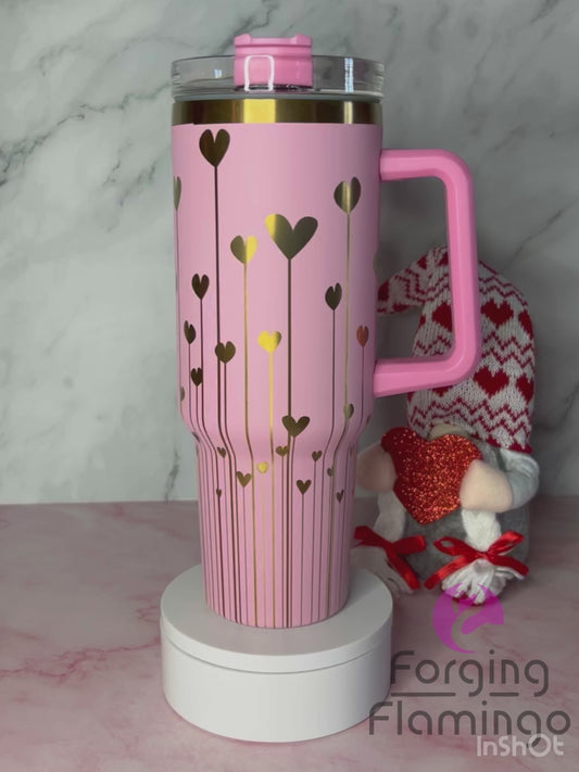 String of Hearts Laser-Engraved 40oz Tumbler