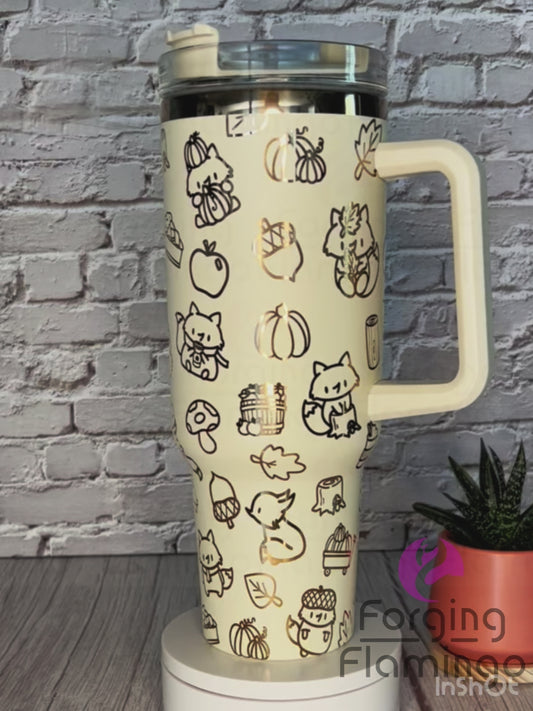 Stanley Fall Foxes Laser-Engraved Tumbler