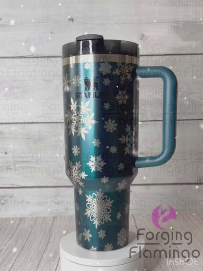 Non-Branded Cannabis/Weed/Pot Snowflakes Laser-Engraved Tumbler