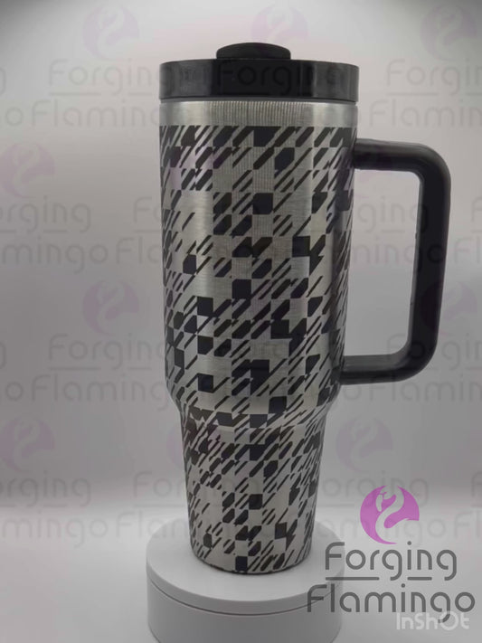 Abstract Houndstooth Laser-Engraved 40oz Tumbler