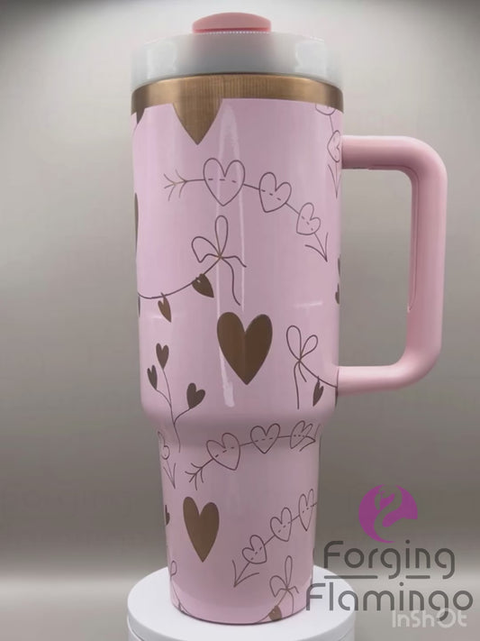 Boho Valentines Laser-Engraved 40oz Tumbler
