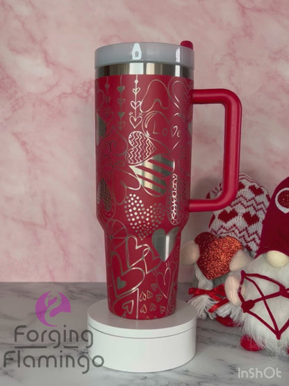 Heart Doodles Tumbler Wrap SVG - Laser Engraving File for 20oz/30oz/40oz Tumblers | Digital Download