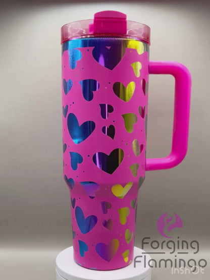 Non-Branded Hearts Laser-Engraved Tumbler
