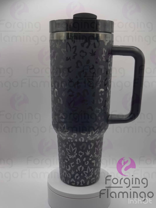 Cannabis/Weed/Pot Leopard Laser-Engraved 40oz Tumbler