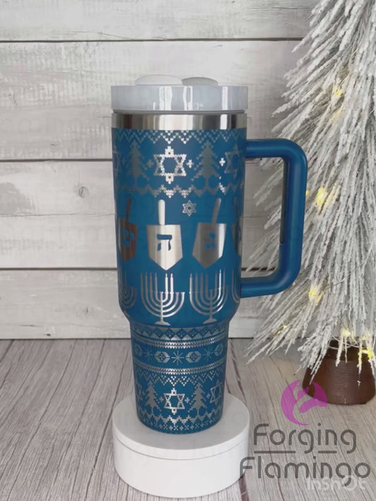 Stanley Chanukah Sweater Laser-Engraved Tumbler