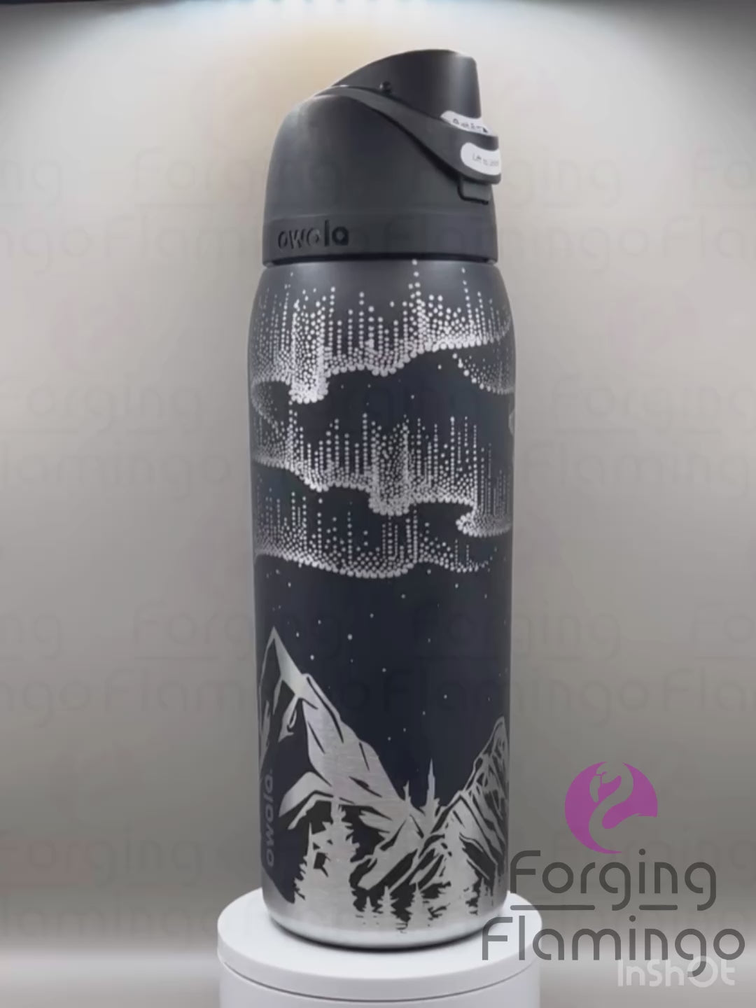 Northern Lights with Mountains Laser-Engraved Tumbler – Celestial