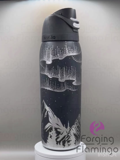 Owala Northern Lights w/Mountains Laser-Engraved Tumbler