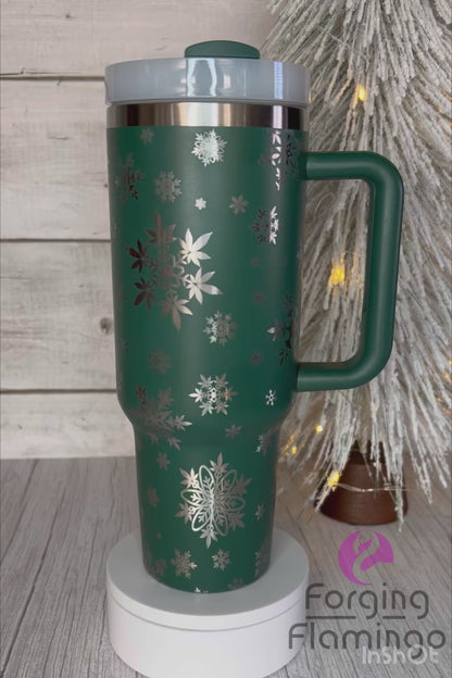 Non-Branded Cannabis/Weed/Pot Snowflakes Laser-Engraved Tumbler