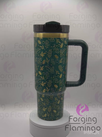 Mistletoe & Holly Tumbler Wrap SVG - Laser Engraving File for 20oz/30oz/40oz Tumblers | Digital Download