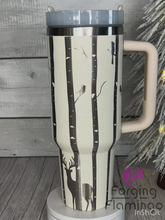 Stanley Birch Trees & Cardinals Laser-Engraved Tumbler