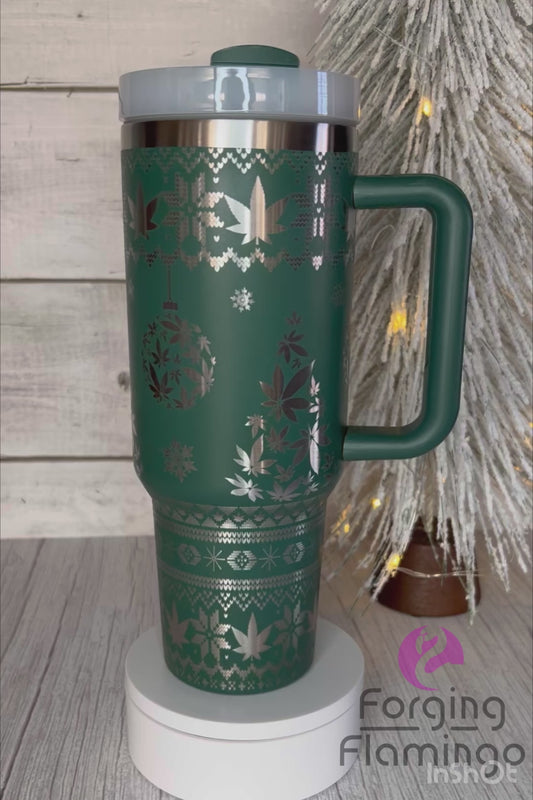 Stanley Cannabis/Weed/Pot Christmas Sweater Laser-Engraved Tumbler