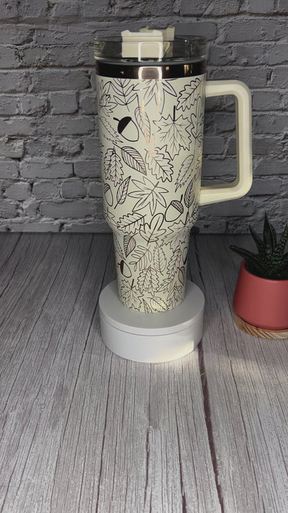 Leaves & Acorns Tumbler Wrap SVG - Laser Engraving File for 20oz/30oz/40oz Tumblers | Digital Download