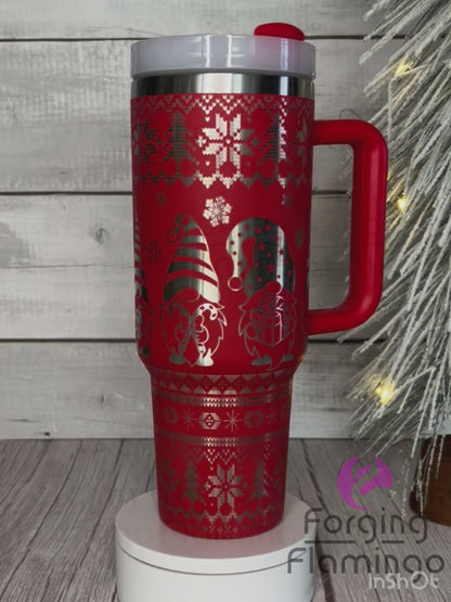 Christmas Gnomes Tumbler Wrap SVG - Laser Engraving File for 20oz/30oz/40oz Tumblers | Digital Download