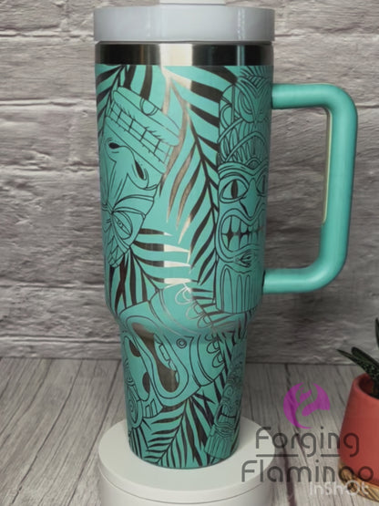 Tiki Laser-Engraved 40oz Tumbler